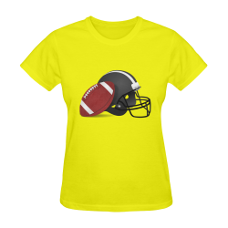 Sports Football and Football Helmet Yellow Sunny Women's T-shirt (Model T05)