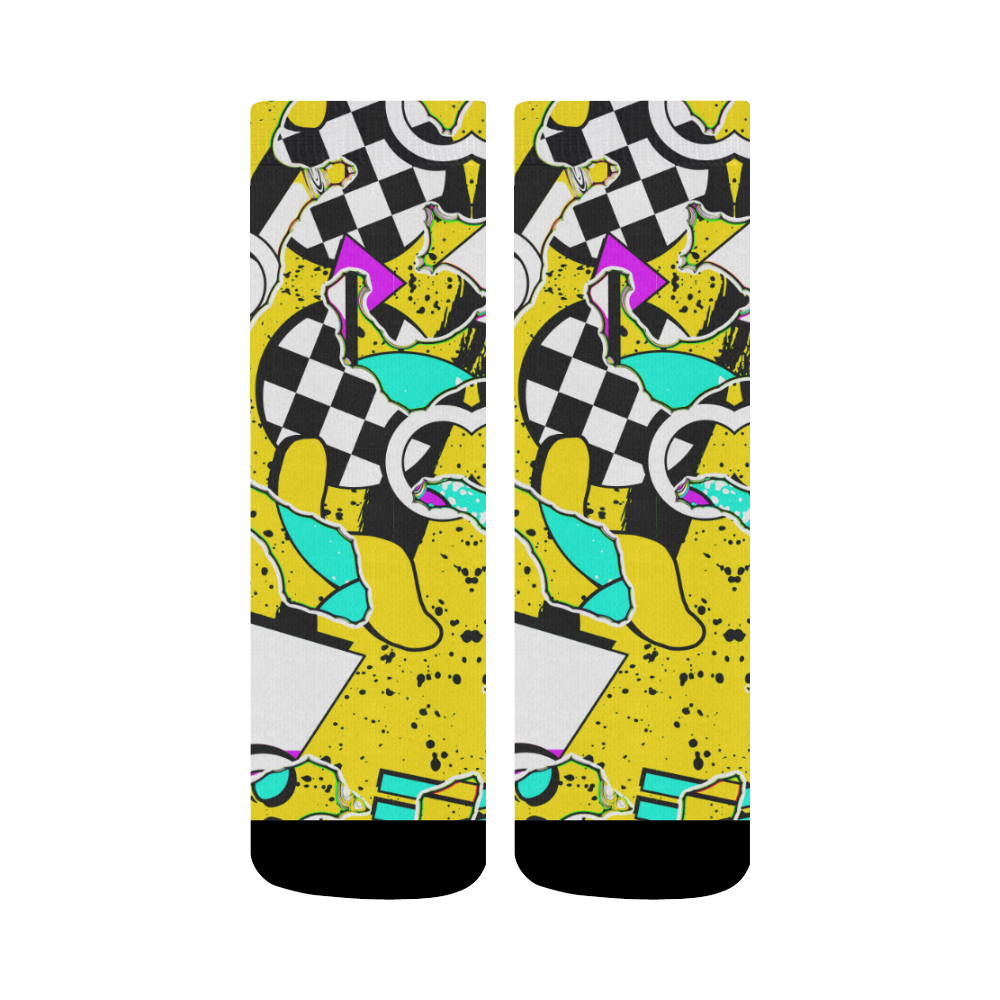 Shapes on a yellow background Crew Socks