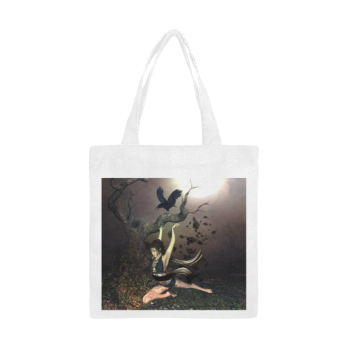 Beautiful fairy with crow Canvas Tote Bag/Small (Model 1700)