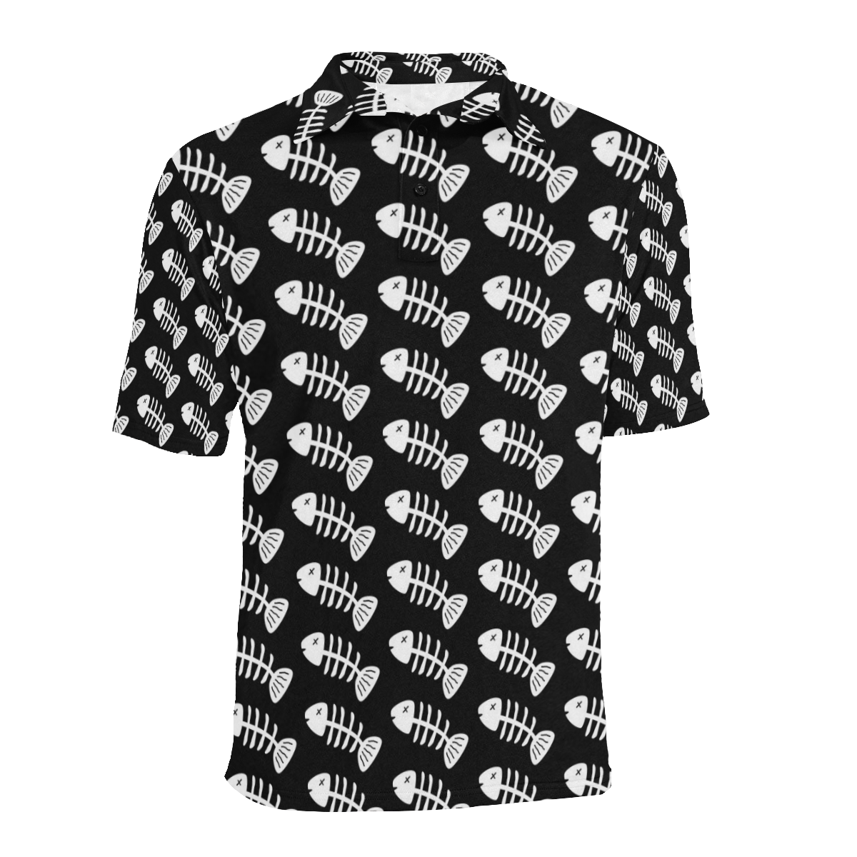 Fish Bones Pattern Men's All Over Print Polo Shirt (Model T55)