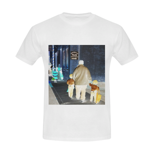 Ghosts roaming the street (white) Men's T-Shirt in USA Size/Large (Front Printing Only)