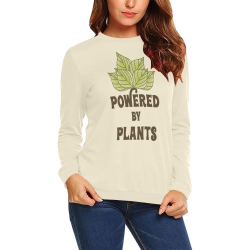 Powered by Plants (vegan) All Over Print Crewneck Sweatshirt for Women (Model H18)