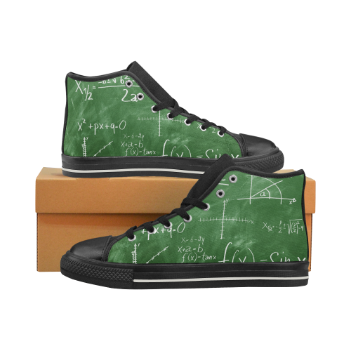 mathematics green Women's Classic High Top Canvas Shoes (Model 017)