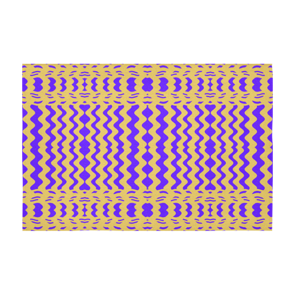 Purple Yellow Modern  Waves Lines Cotton Linen Tablecloth 60" x 90"
