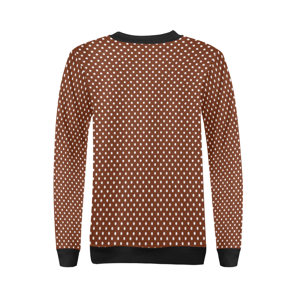 Brown polka dots All Over Print Crewneck Sweatshirt for Women (Model H18)