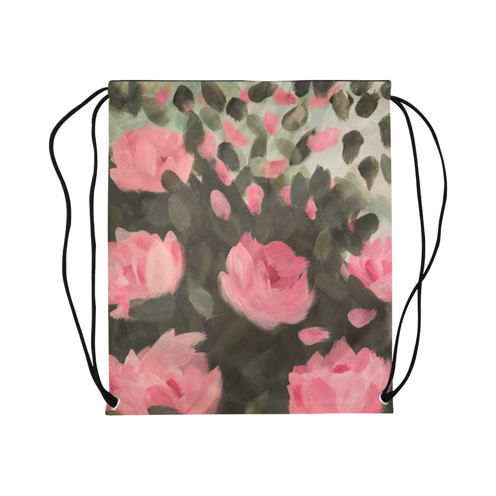 Roses & Bushes - Large Drawstring Bag Model 1604 (Twin Sides)  16.5"(W) * 19.3"(H)