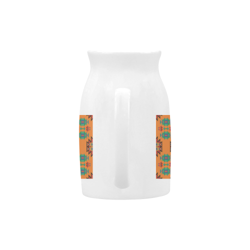 Misc shapes on an orange background Milk Cup (Large) 450ml