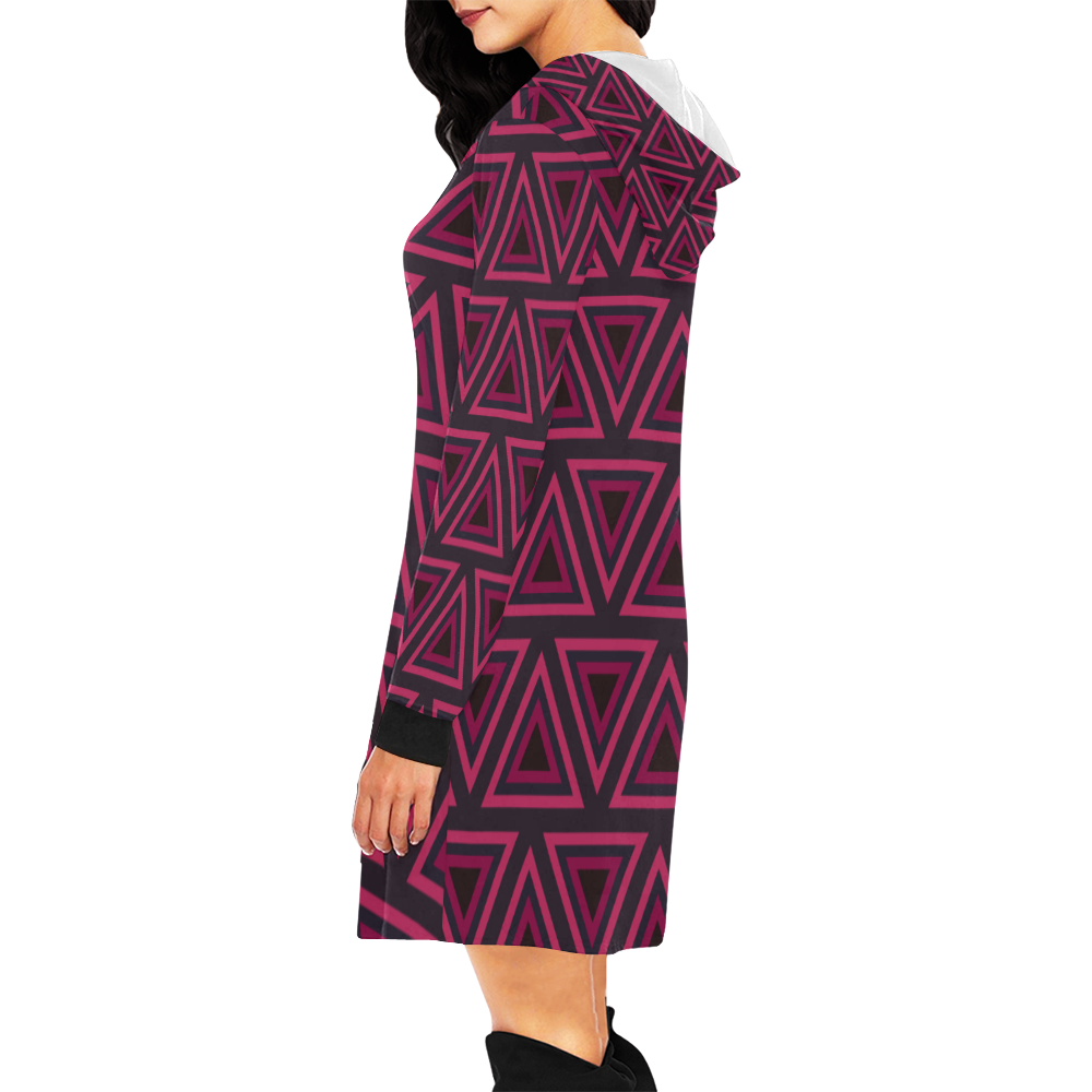 Tribal Ethnic Triangles All Over Print Hoodie Mini Dress (Model H27)