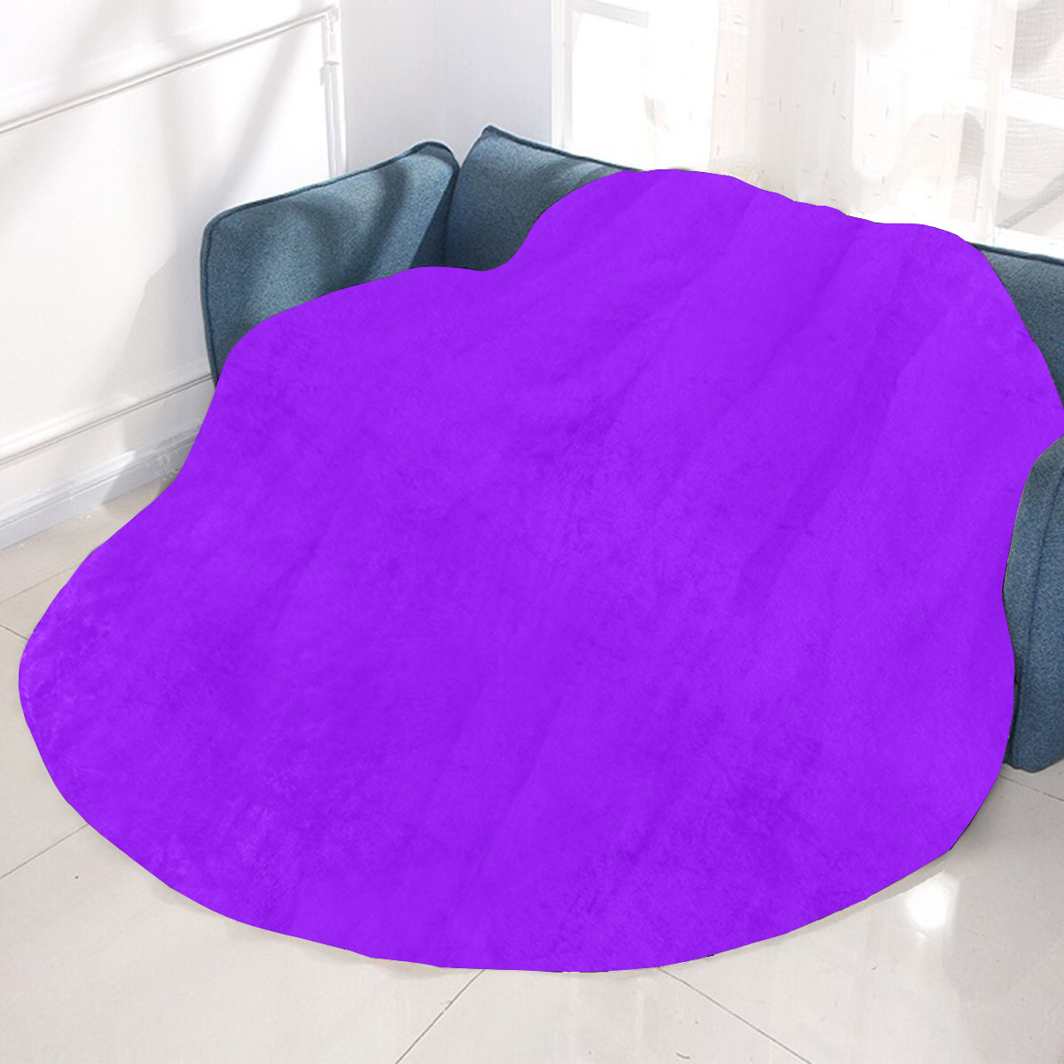 color electric violet Circular Ultra-Soft Micro Fleece Blanket 60"