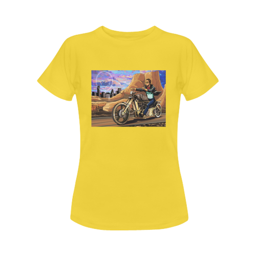 On The List Eddie Warner Cruising Custom Chopper Style Shirt Yellow Women's T-Shirt in USA Size (Front Printing Only)