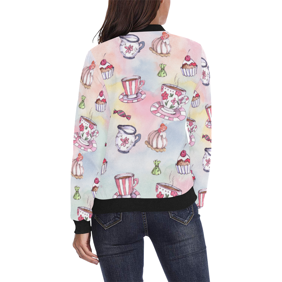 Coffee and sweeets All Over Print Bomber Jacket for Women (Model H36)