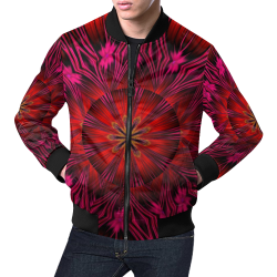 Sunset Solar Flares Fractal Mandala Abstract All Over Print Bomber Jacket for Men/Large Size (Model H19)