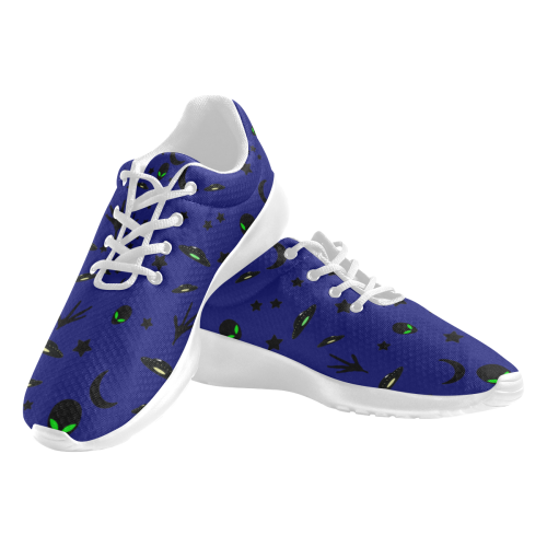 Alien Flying Saucers Stars Pattern (Blue/White) Men's Athletic Shoes (Model 0200)