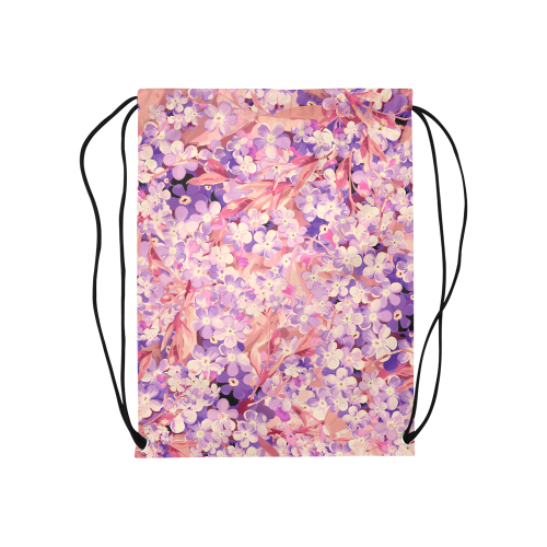 flower pattern Medium Drawstring Bag Model 1604 (Twin Sides) 13.8"(W) * 18.1"(H)
