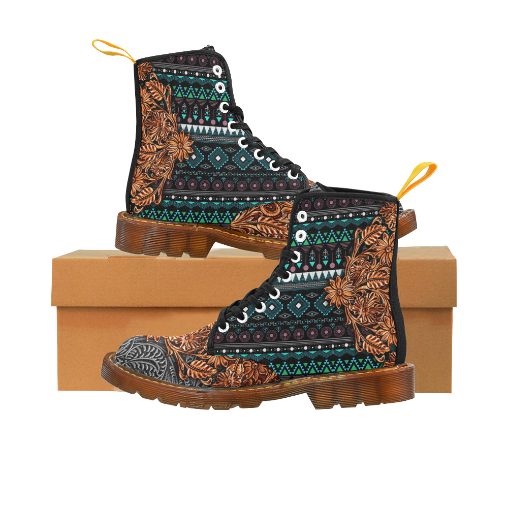Southwest Leather Bohemian Teal Martin Boots For Women Model 1203H