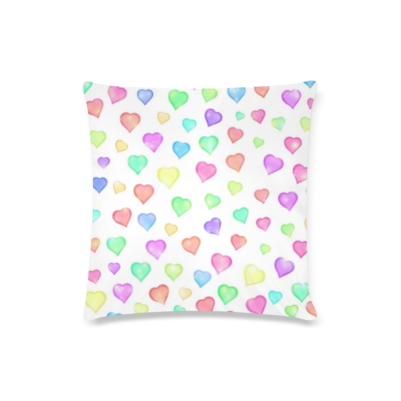 Pastel Hearts Custom Zippered Pillow Case 16"x16"(Twin Sides)