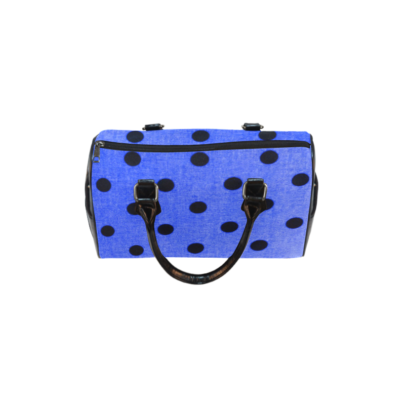 Blue Metallic Ladybug Polka Dots Design Boston Handbag (Model 1621)