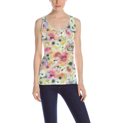 pretty spring floral All Over Print Tank Top for Women (Model T43)