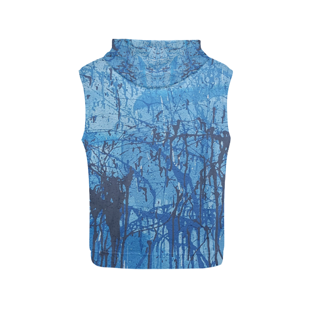 Blue splatters All Over Print Sleeveless Hoodie for Men (Model H15)