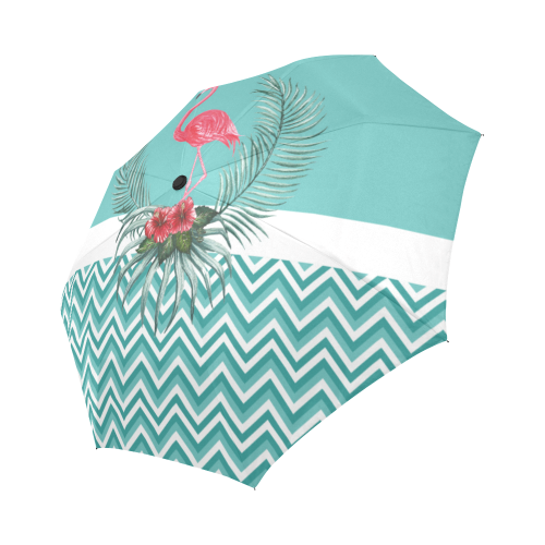 Retro Flamingo Chevron Auto-Foldable Umbrella (Model U04)