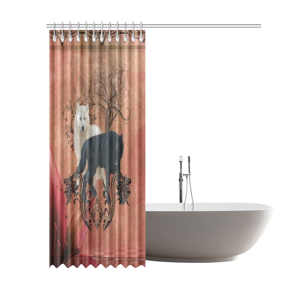 Awesome black and white wolf Shower Curtain 69"x84"