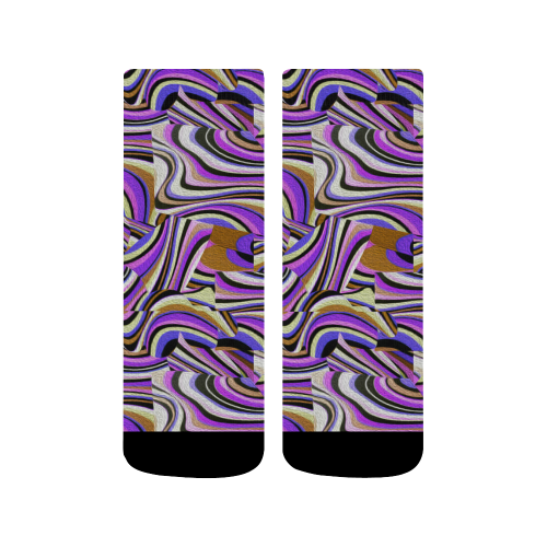 Groovy Retro Renewal - Purple Waves Quarter Socks