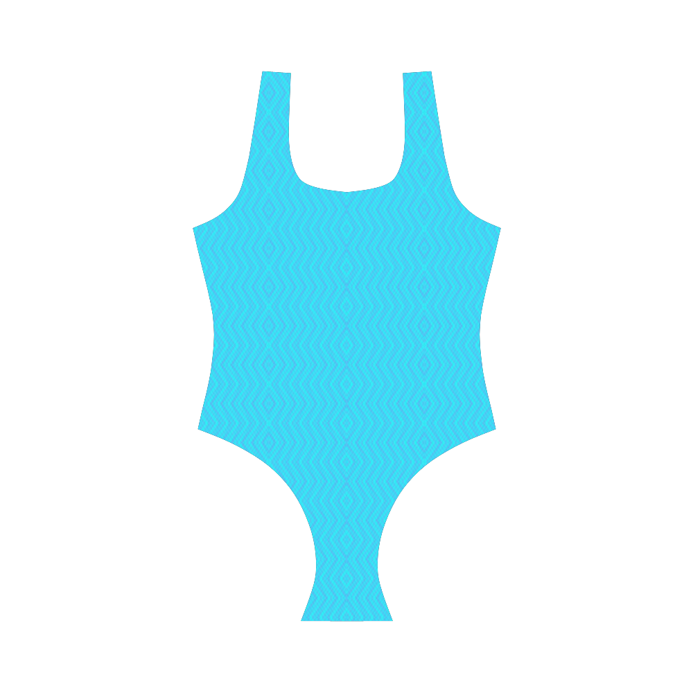 Zigzag Turquoise Diamond Pattern Vest One Piece Swimsuit (Model S04)