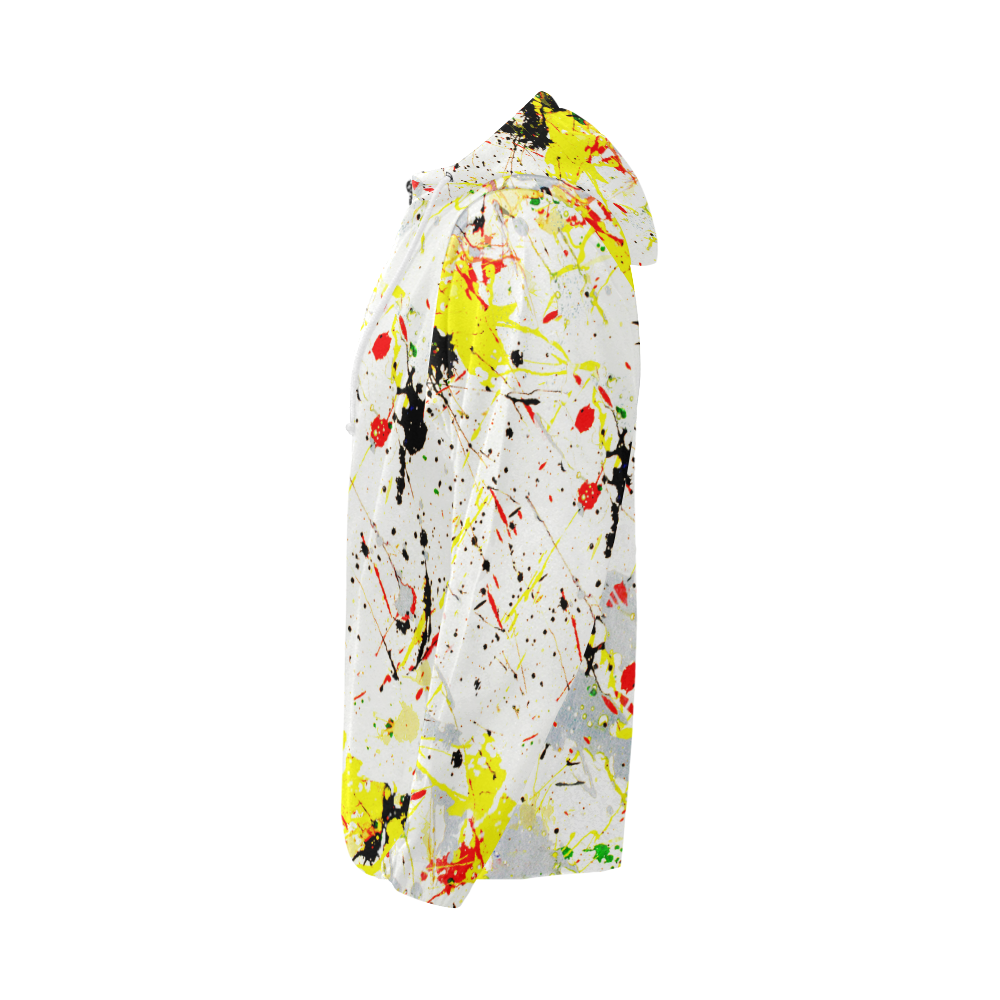 Yellow & Black Paint Splatter All Over Print Full Zip Hoodie for Men/Large Size (Model H14)