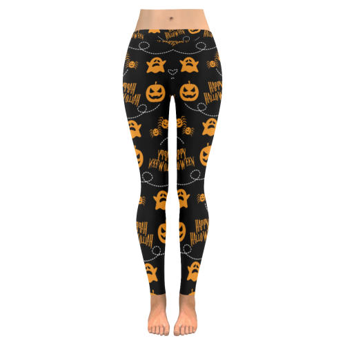 Fun Spooky Halloween Pattern Women's Low Rise Leggings (Invisible Stitch) (Model L05)