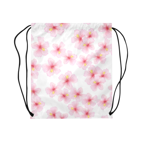 Pink Flowers Large Drawstring Bag Model 1604 (Twin Sides)  16.5"(W) * 19.3"(H)
