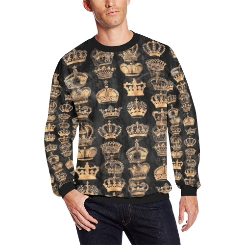 Royal Krone by Artdream Men's Oversized Fleece Crew Sweatshirt (Model H18)