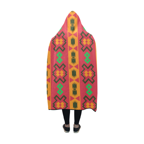 Tribal shapes in retro colors (2) Hooded Blanket 60''x50''