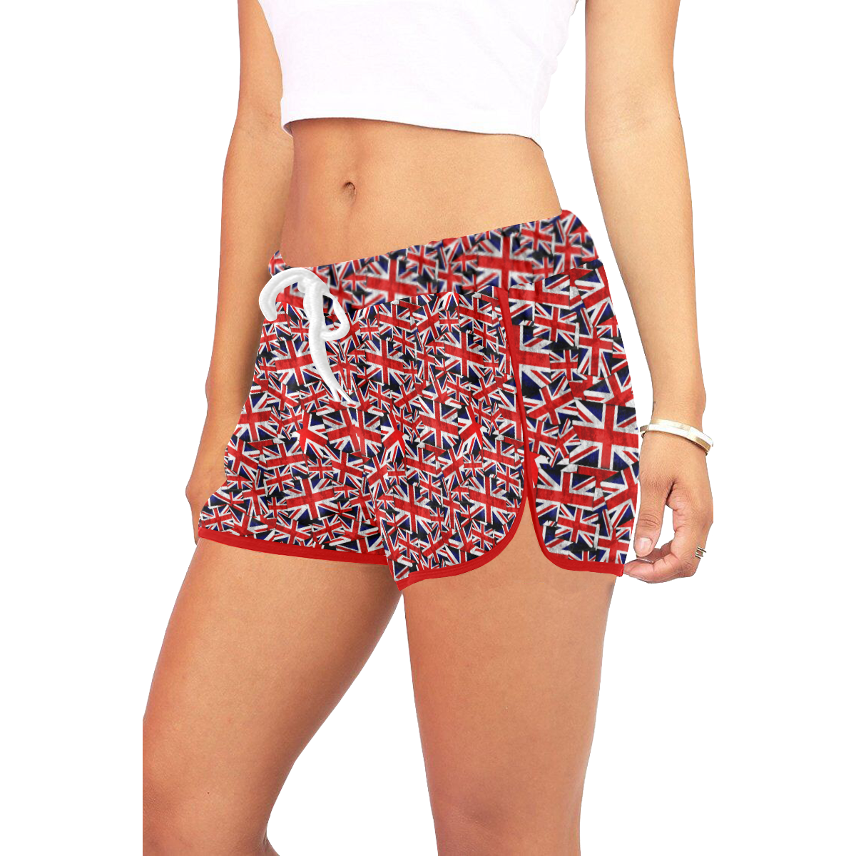 British Union Jack UK Flags (Red Trim) Women's All Over Print Relaxed Shorts (Model L19)