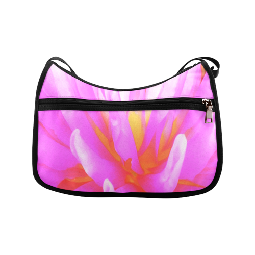 Fiery Hot Pink and Yellow Cactus Dahlia Crossbody Bags (Model 1616)