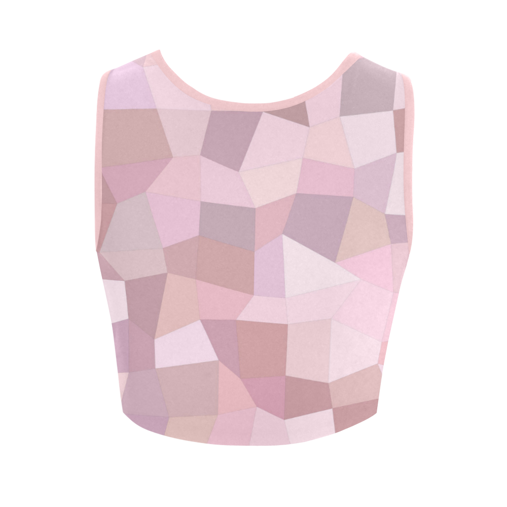 Pastel Pink Mosaic Women's Crop Top (Model T42)