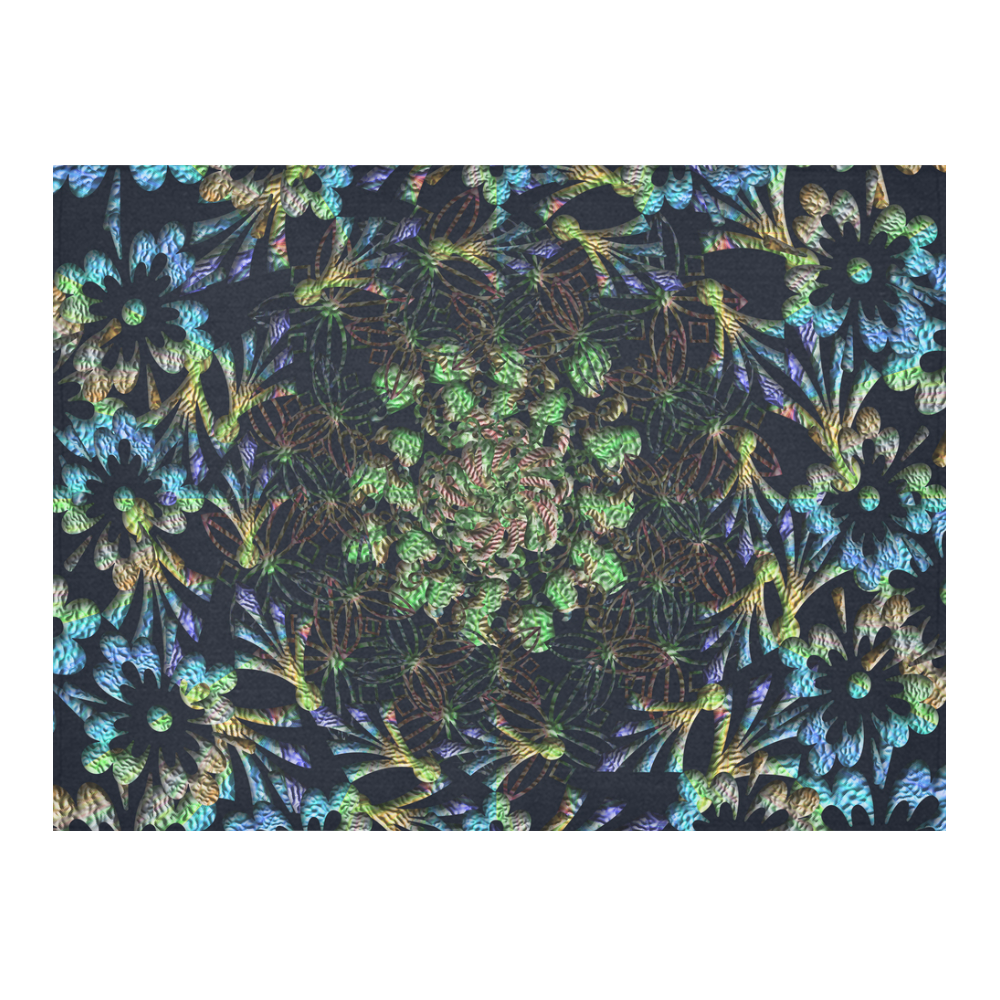 Black Russian Flora Cotton Linen Tablecloth 52"x 70"