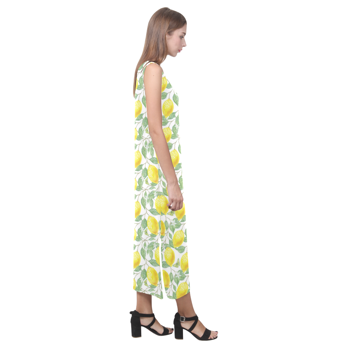 Lemons And Butterfly Phaedra Sleeveless Open Fork Long Dress (Model D08)
