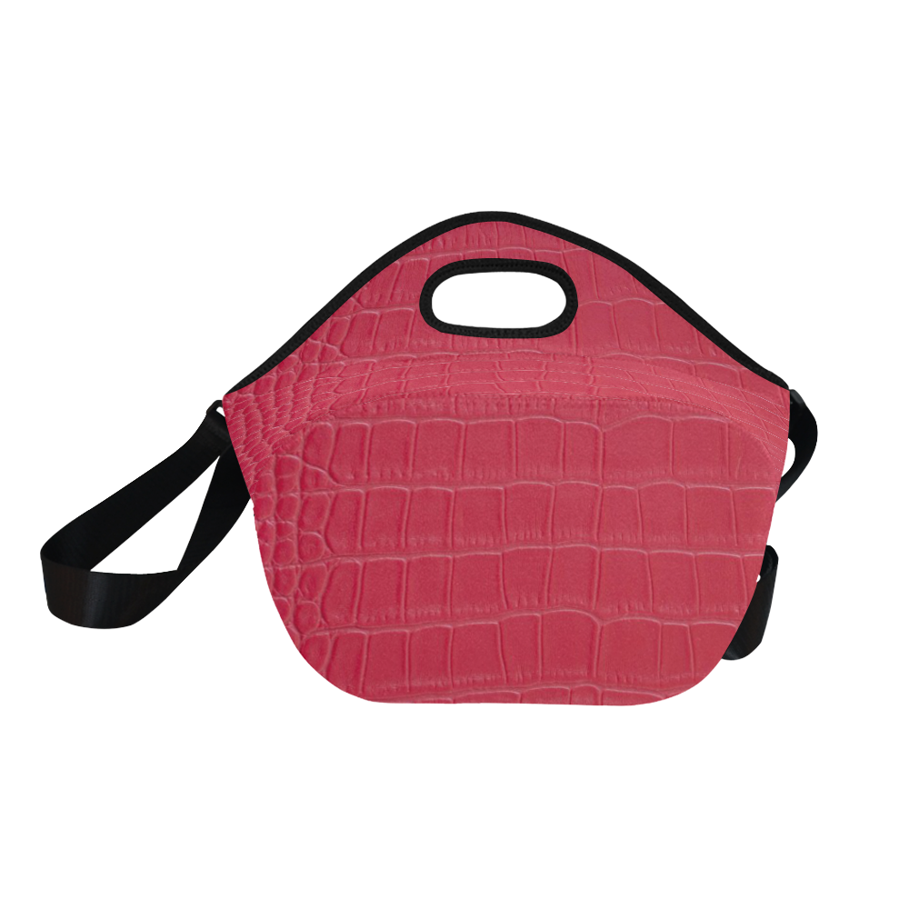 Red Snake Skin Neoprene Lunch Bag/Large (Model 1669)