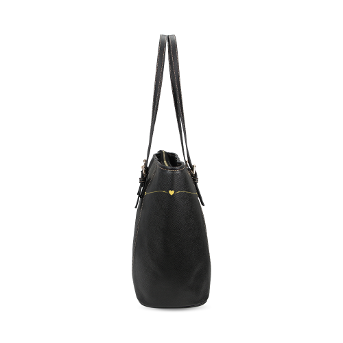 negro y oro Leather Tote Bag/Small (Model 1640)