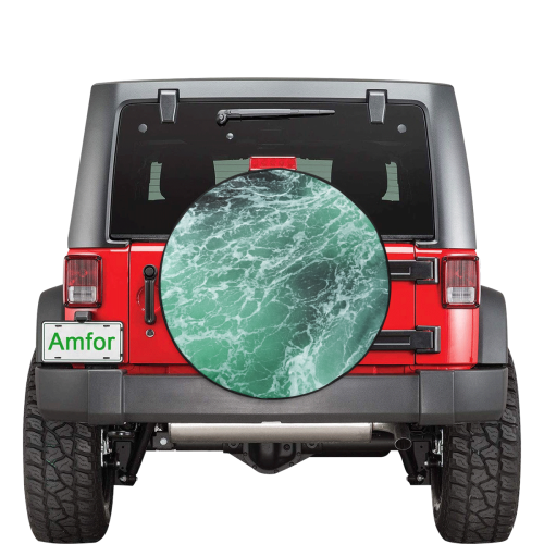 Green Ocean Wave. 32 Inch Spare Tire Cover
