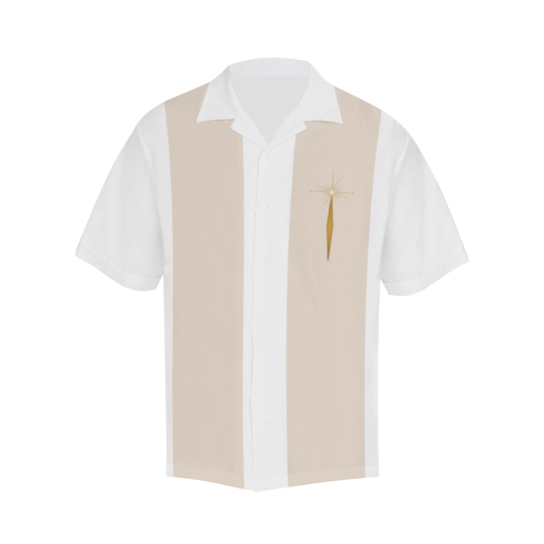 Beige Tan Retro Golden Starburst Hawaiian Shirt (Model T58)