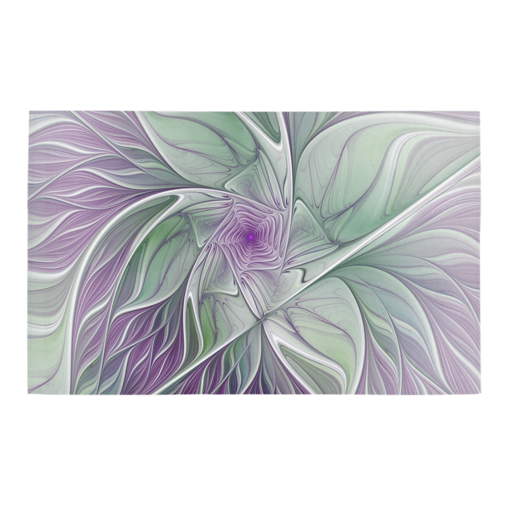 Flower Dream Abstract Purple Sea Green Floral Fractal Art Bath Rug 20''x 32''