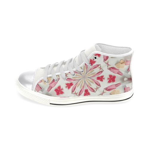 Love and Romance Gingham and Heart Shapped Cookies Women's Classic High Top Canvas Shoes (Model 017)