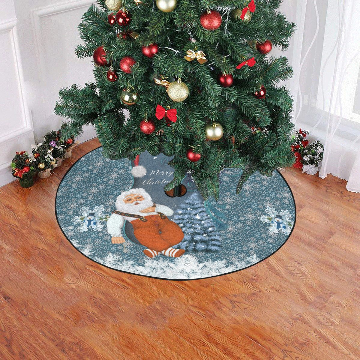 Funny Santa Claus Christmas Tree Skirt 47" x 47"