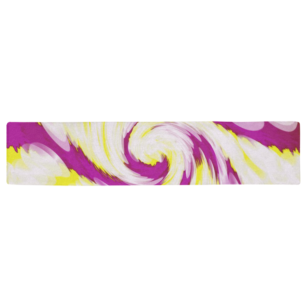 Pink Yellow Tie Dye Swirl Abstract Table Runner 16x72 inch
