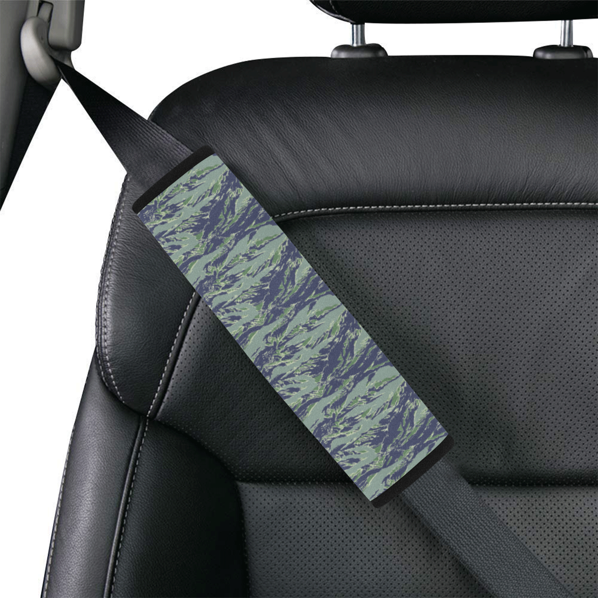 Jungle Tiger Stripe Green Camouflage Car Seat Belt Cover 7''x10''