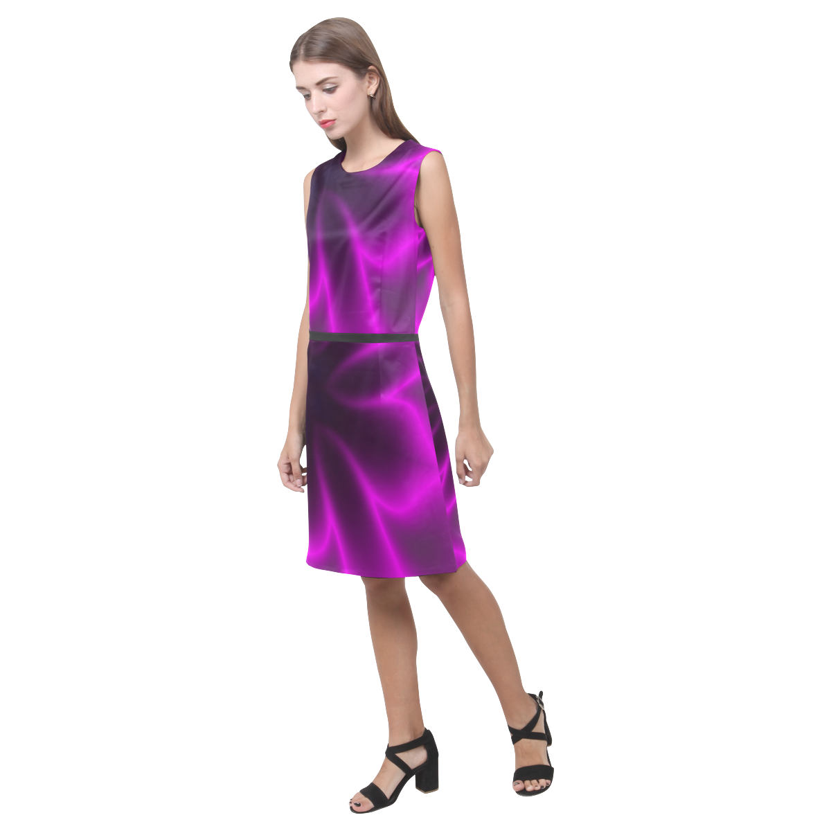Purple Blossom Eos Women's Sleeveless Dress (Model D01)