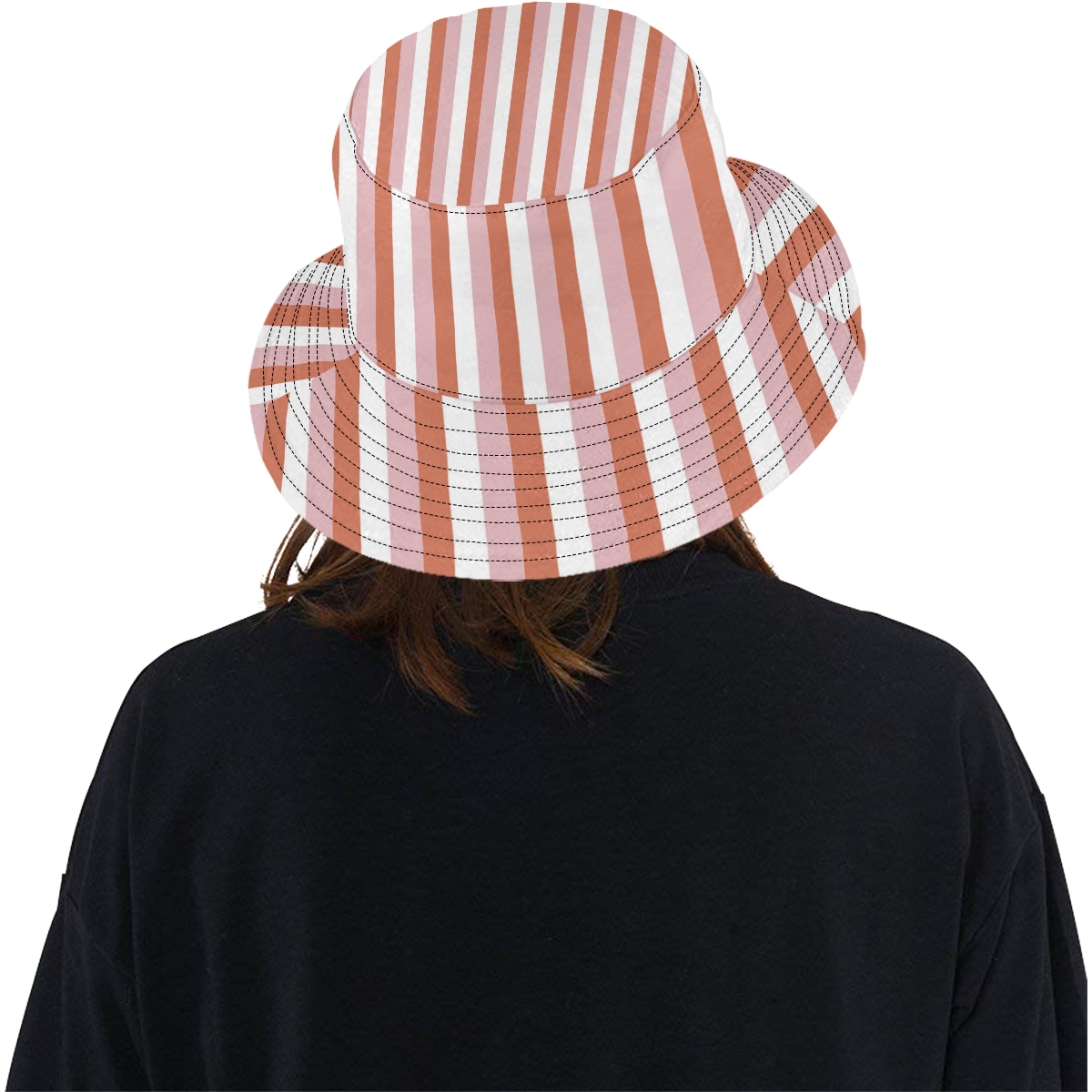 Coral Stripes All Over Print Bucket Hat