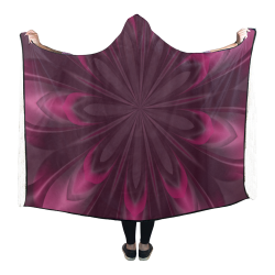 Fuchsia Pink Satin Shadows Fractal 2 Hooded Blanket 80''x56''