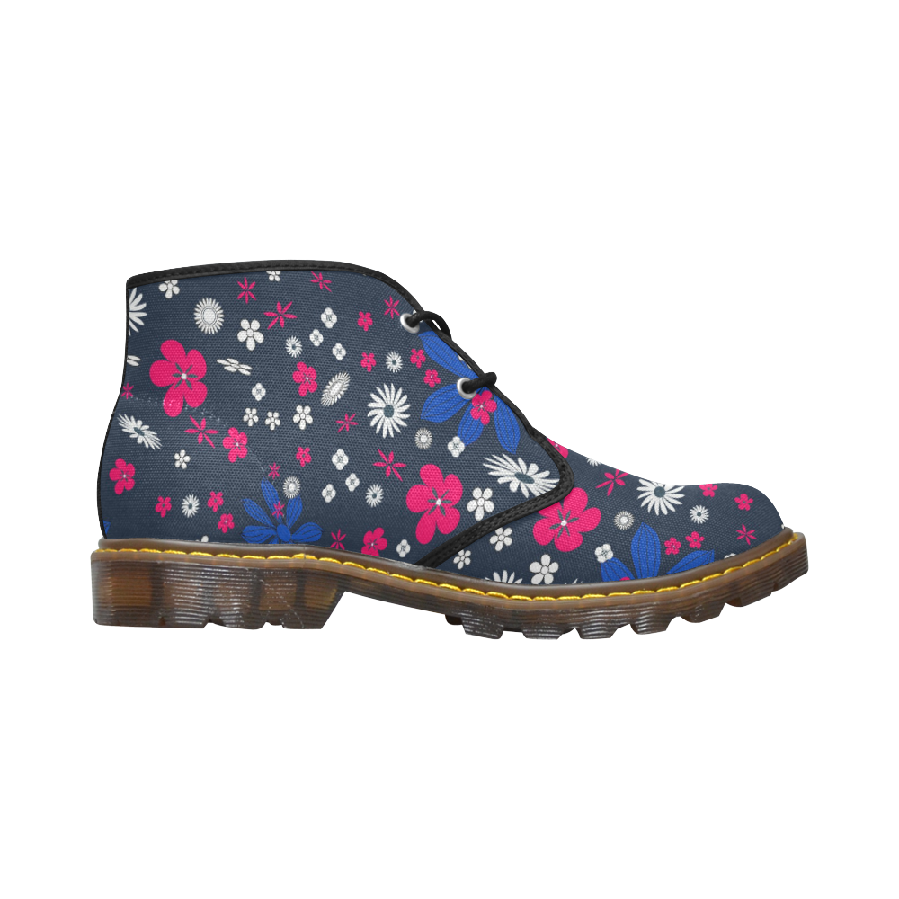 FLORAL DESIGN 11 Women's Canvas Chukka Boots/Large Size (Model 2402-1)